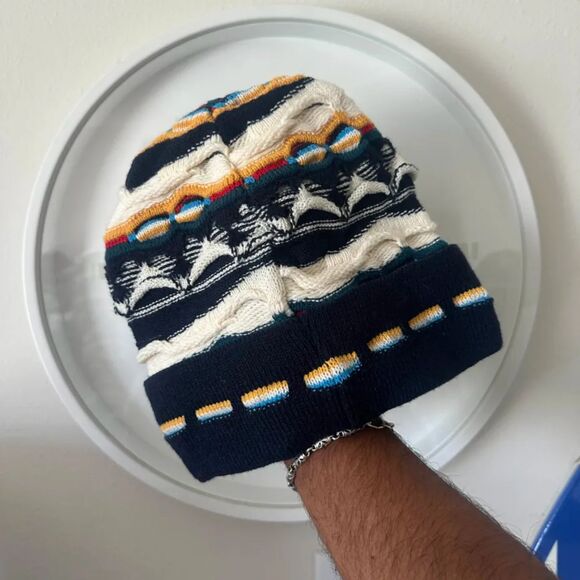 Vintage Y2K Coogi Style 3D Multi-Knit Beanie Skull Cap VTG RARE - Picture 2 of 2